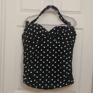 Polka dot halter bathing suit top and bottom